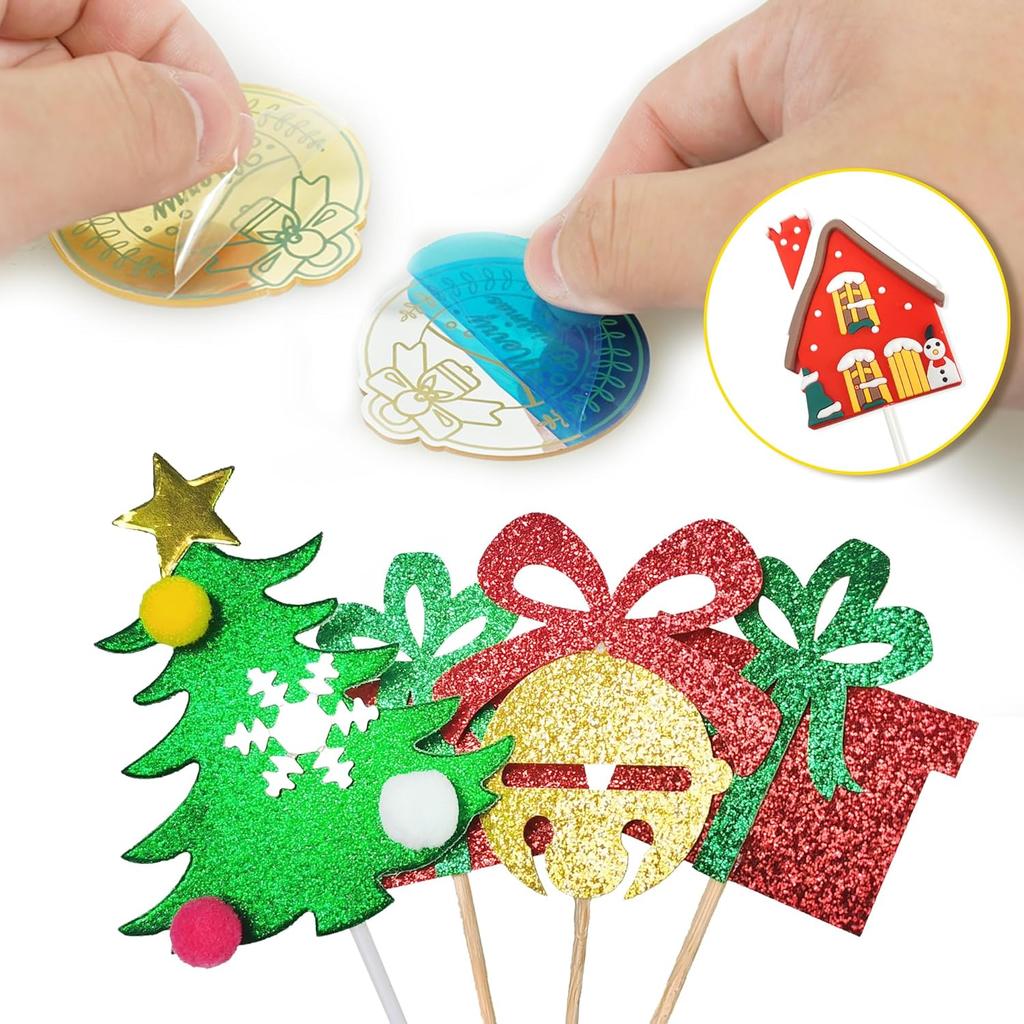 40pcs Christmas Cake Toppers Merry Christmas Cake Decoration with Pearl Ball Cake Pick for DIY Cake Xmas Birthday Party Supplies