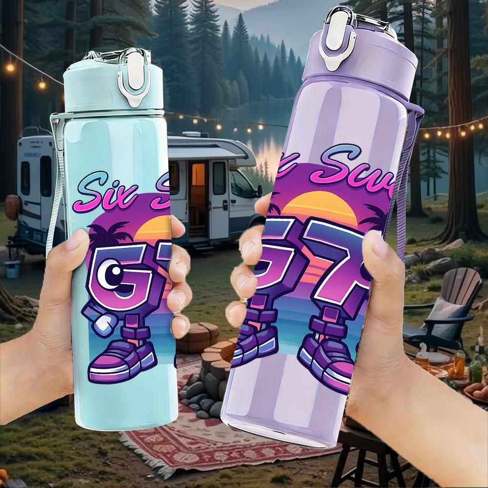 1PC Graffiti Sneaker Shoe Print 750ml Color Plastic Sports Water Bottle Leakproof Flip Straw Lid Suitable for Sports Office Home Use