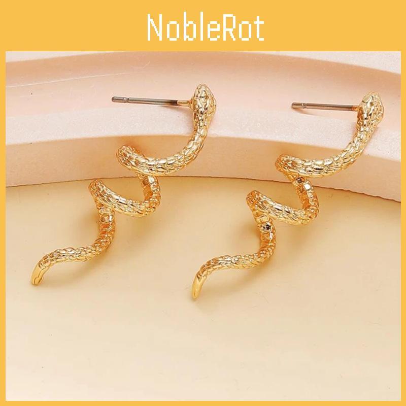 Elegant And Gold Silver Snake Design Alloy Stud Earrings For Women Accessory Fashion