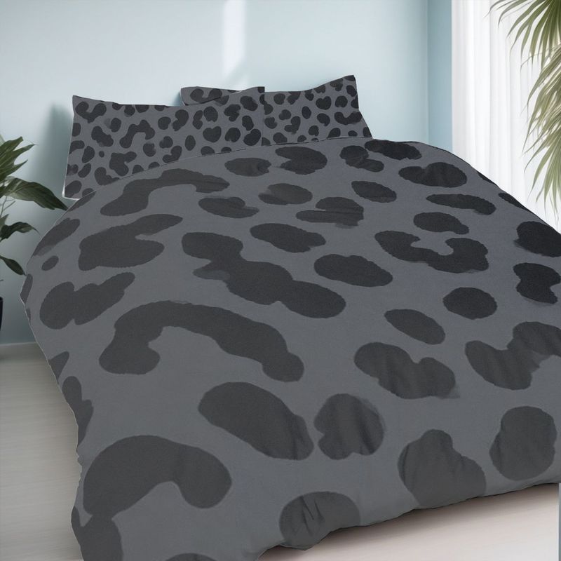 3 Piece Bedding Pillowcase Duvet Cover Set Dark Grey Black Leopard Print Spotted 2D Digital Print For Bedroom Dorm Decoration