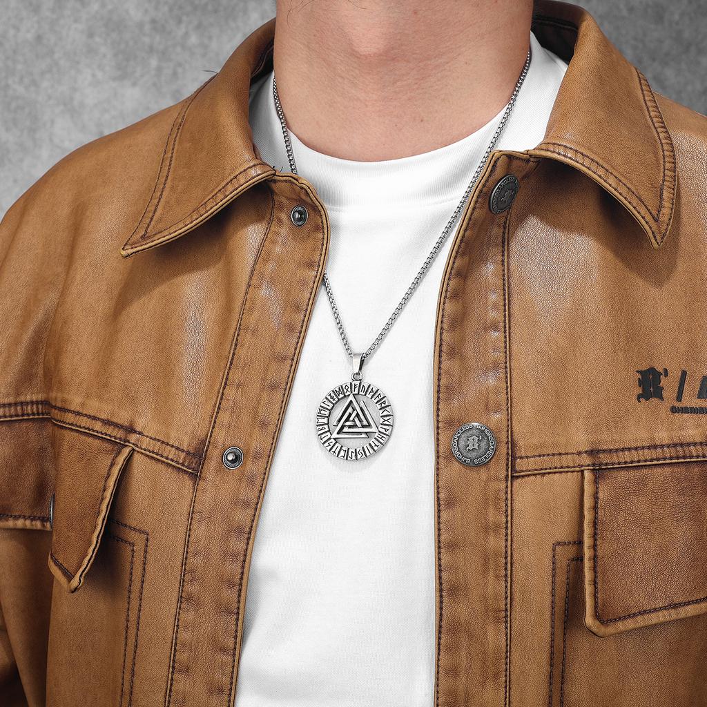 Retro Viking Runes Odin Men Necklaces Stainless Steel Pendant Chain Women Punk Fashion Jewelry New In Accessories Gift