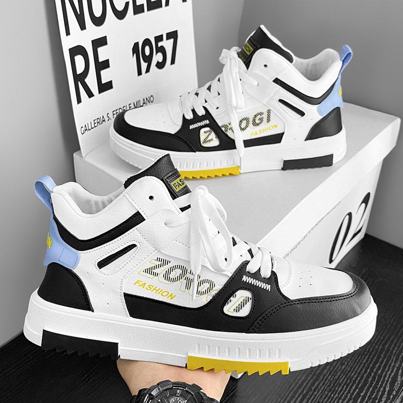 2024 Trendy White High-Top Sports Sneakers for Men & Teens