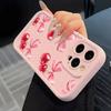 Luxury Wine Red Cherry Pattern Phone Case For iPhone 16e 16 15 14 13 12 11 Pro Max XS Max XR 7 8 Plus Shockproof Silicone Cover