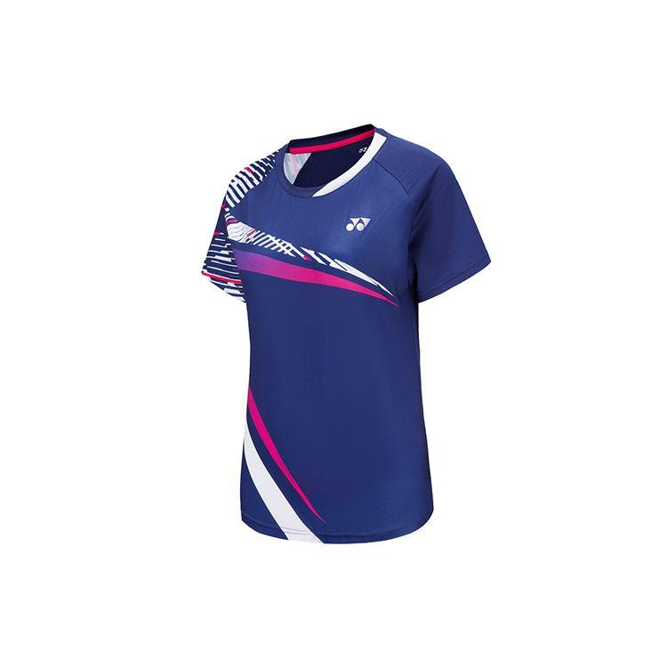 YONEX Color Block Quick Dry Breathable Badminton Sports Raglan Sleeve T-Shirt Women Tops Navy-Blue 210181BCR-629