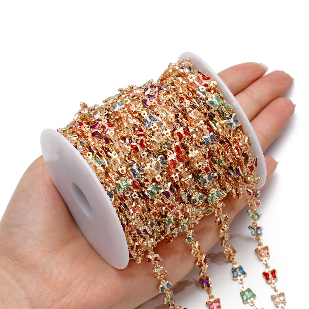 1Meter Copper Chain With Crystal Beads Chain DIY Necklace Bracelet For Jewelry Making Supplies