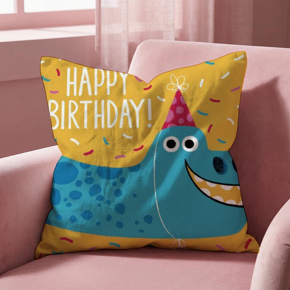 Cute Cartoon Dinosaur Cushion Cover Multi-Scene Pillow Cover for Home & Car - Reversible, Soft & Durable for Daily Use