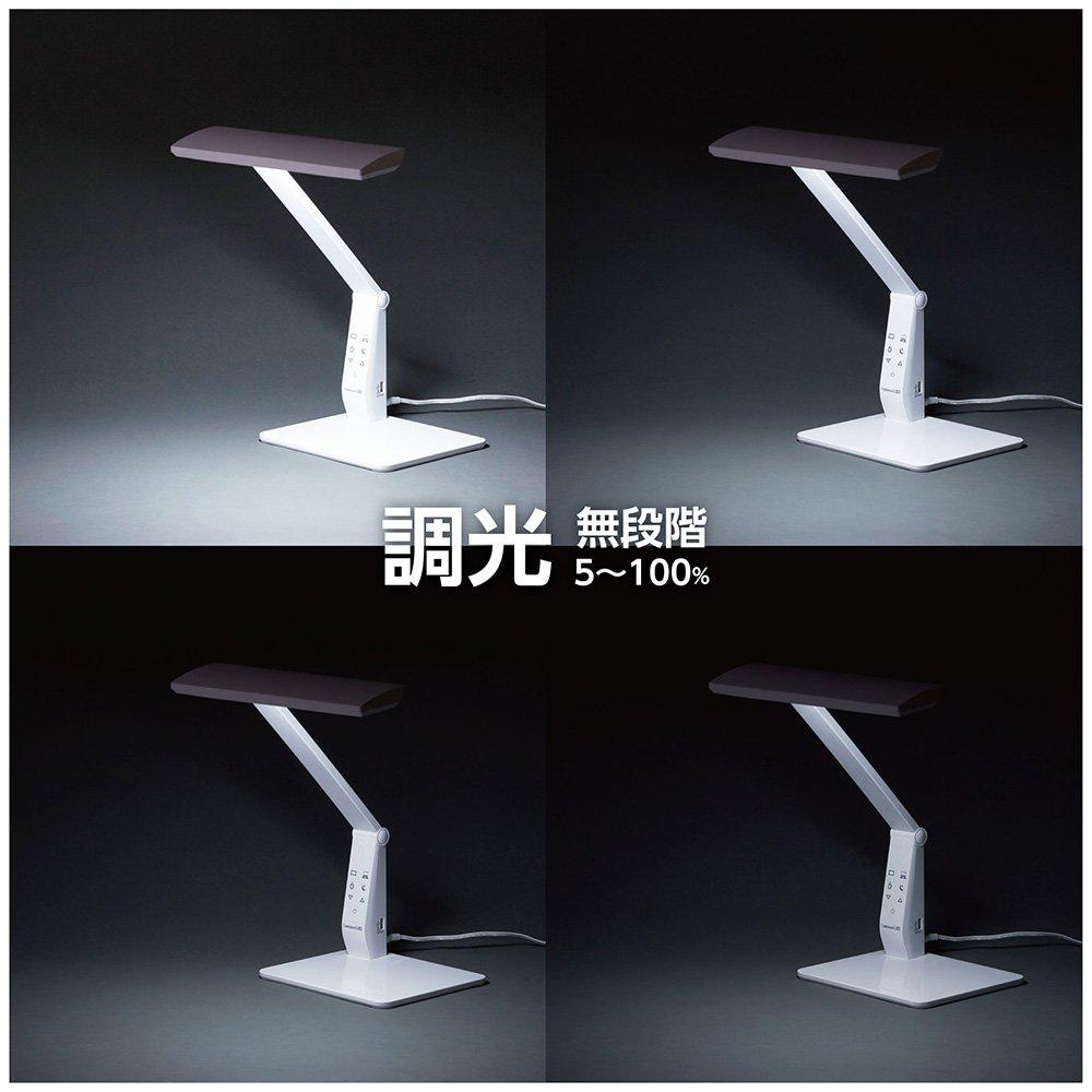 Luminous LED Desk Light, Color Temperature Adjustable (4 Modes), Stepless Dimming, 550 Lumens, Tabletop Stand, USB Port, White, DL-K228CWH
