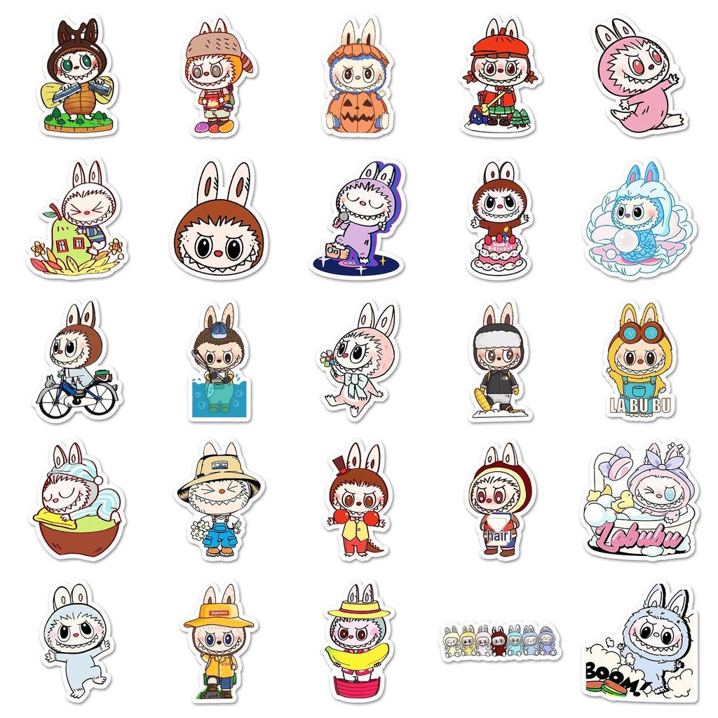 50 Cute Labubu Graffiti Stickers for Decor: Phone Cases, Notebooks, Journals