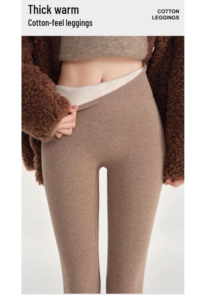 Velvet High-Waisted Women's Shark Pants: Warm, Elastic, Light Shaping, Slimming, Solid Color, Versatile Autumn/Winter Outerwear.