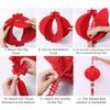Flocking Cloth Chinese Lantern Red Color With Tassel New Year Decoration Waterproof 3D Puzzle Palace Lantern Spring Festival