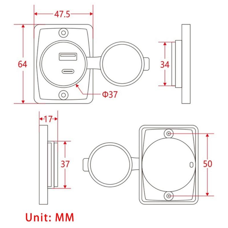 Waterproof USB Car Chargers Double Port QC3 0 & Type C Compatible for Car Boat Truck No Drill Mounting IP65 Protection