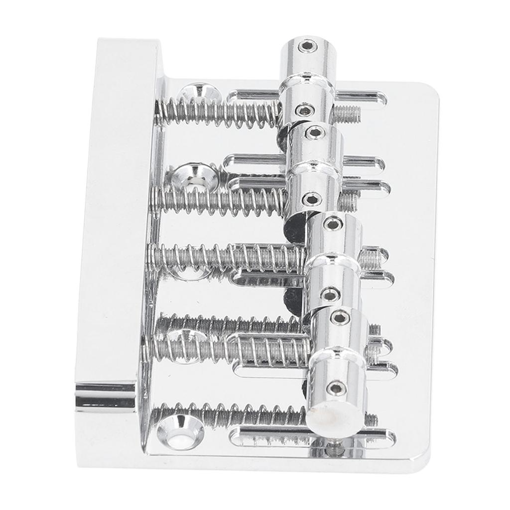 Electric Bass Bridge Tailpiece 4 String Fixed Saddle with Thickened Base Plate Hex Wrench Silver