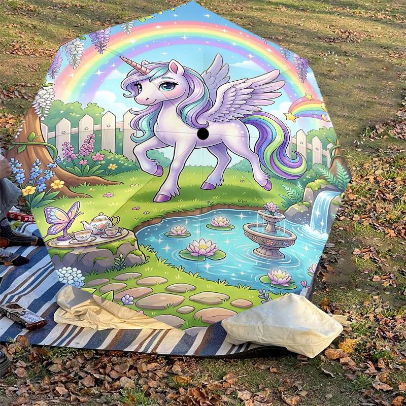 1PC Unicorn Fantasy Umbrella-8-Rib Reinforced Portable Folding Travel Suitable for All Seasons Outdoor Daily Use  -J0363