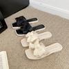 Bow Shaped Slippers for Women In Summer, Fashionable for Outdoor Wear, Flat Bottomed, Non Slip, and Soft Bottom for Home Use