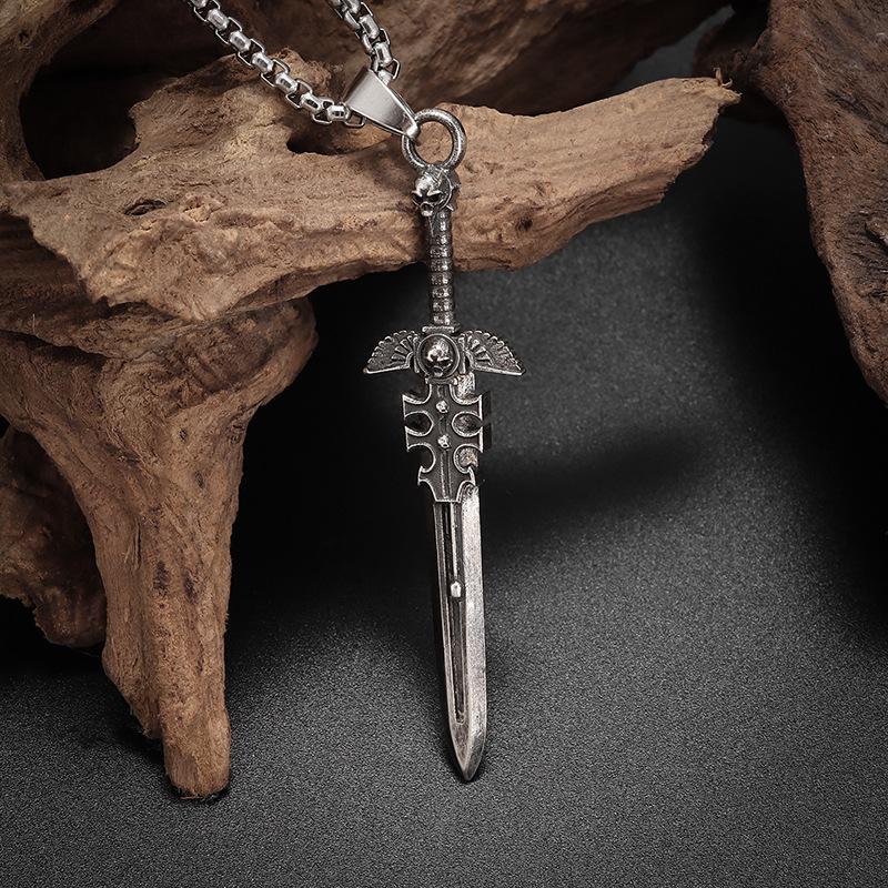 

Hot Selling Accessories Big Sword Pendant Men s Punk Style Hip Hop Necklace Statement Accessories Necklace