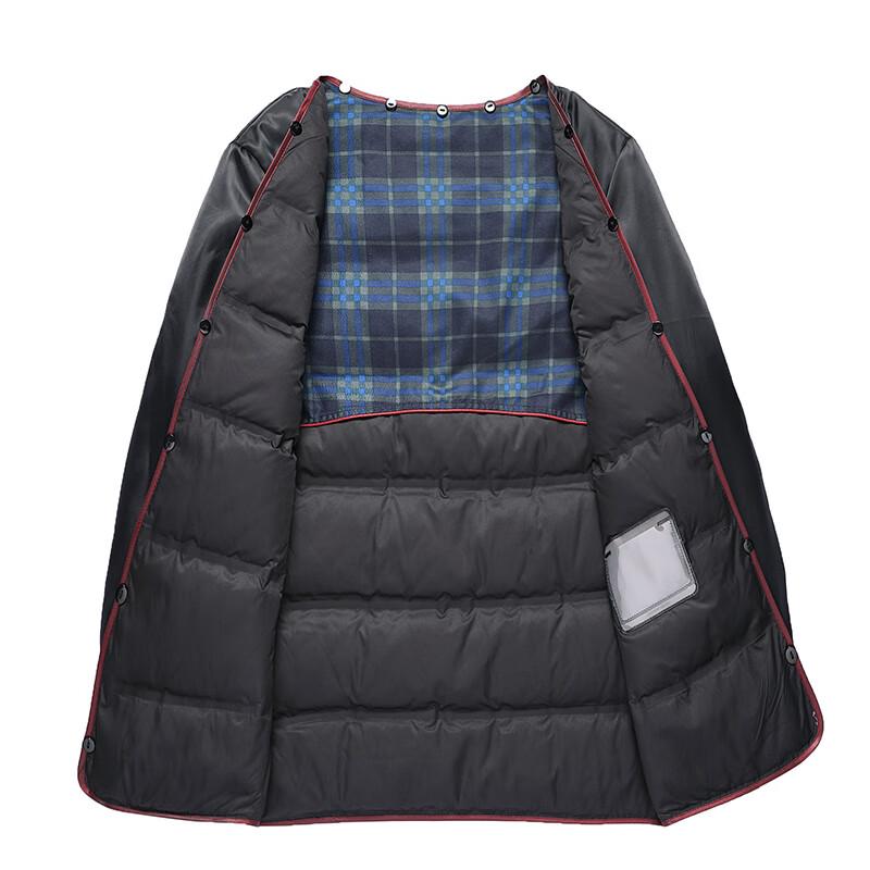 Fengxun Men's 100% Wool Winter Overcoat with Detachable Duck Down Liner & Fox Fur Collar