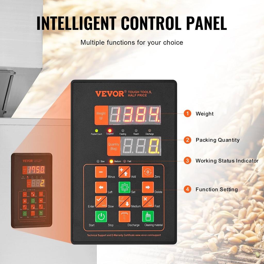 Particle Filling Machine, 0.044-6.6 Lbs/20-3000g, Automatic Filler Machine with Foot Pedal, Stainless Steel Weighing Filling Machine, Weigh Filler for