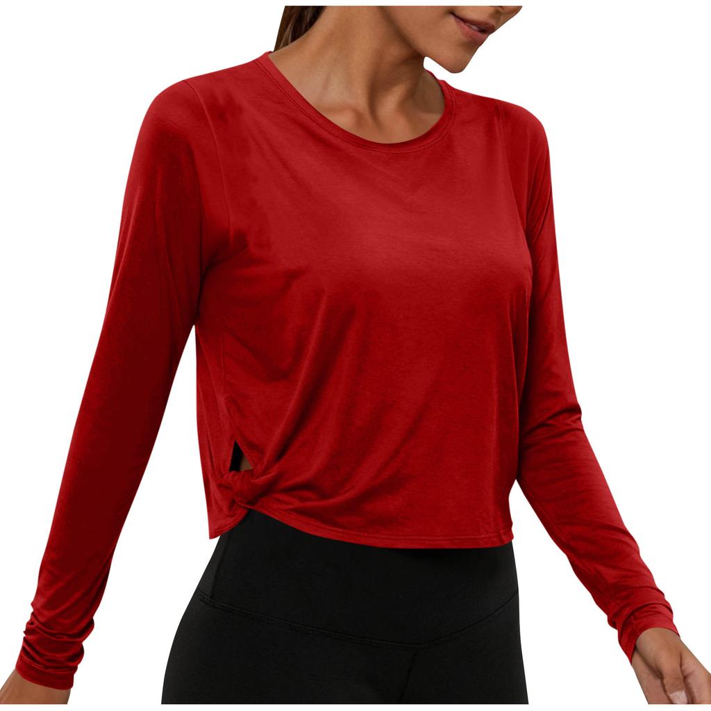 Womens Spring Tops Long Sleeve Crewneck Basic Lightweight Summer Shirts for Women Casual Loose Fit Style Womens Summer Shirts