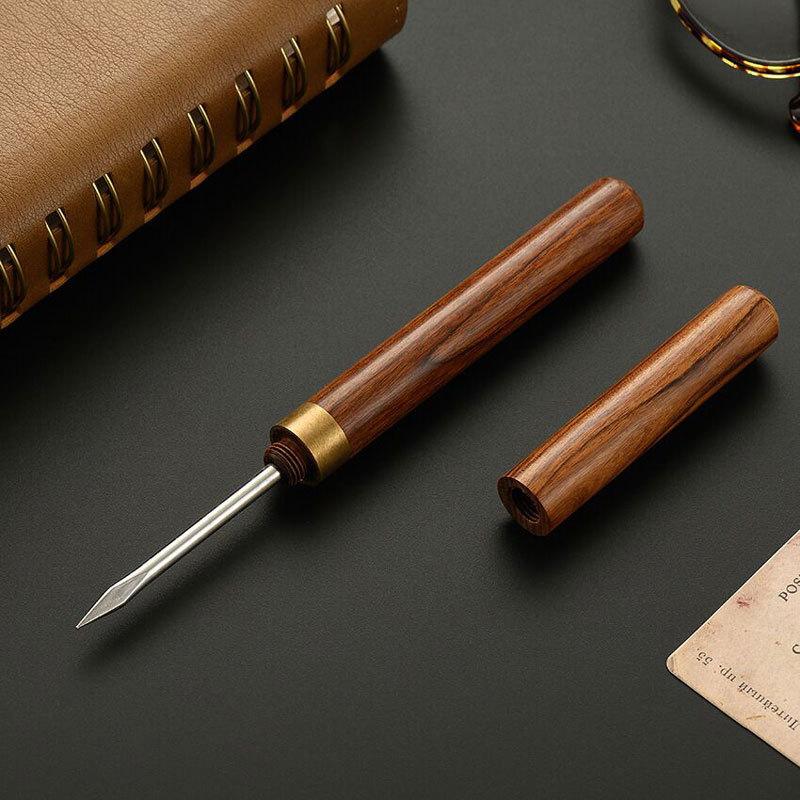 Stainless Steel Tea Pick Set with Black Sandalwood Handle for Pu'er Tea Ceremony Accessories and Chinese Tea Tools