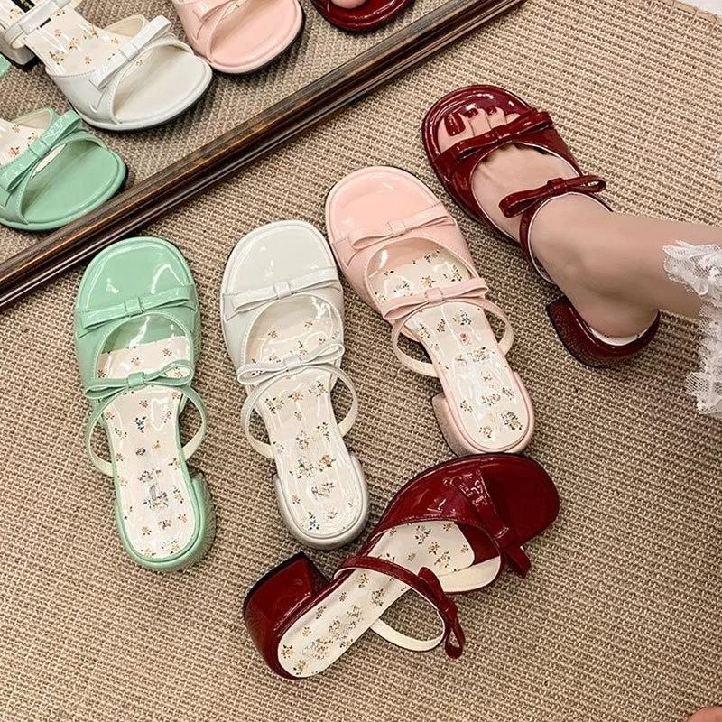 Fashion Summer Thick Heel Women Slippers Elegant Open Toe Dress Slides Ladies Concise Dancing Party Prom Shoes Claquettes Femmes Luxe