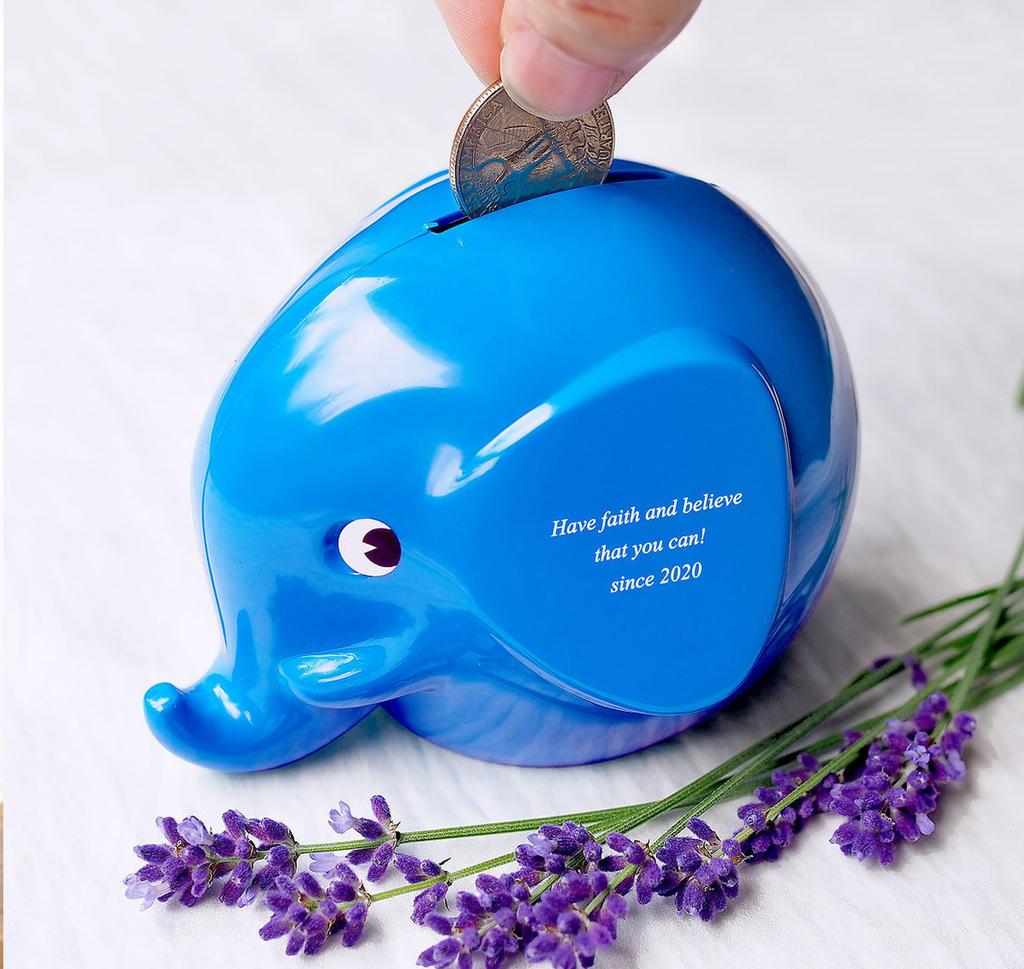 Fantti Elephant Piggy Bank with Lock, Scandinavian Finnish Style, Stylish Interior Decor, Ornament, Figurine, Elephant Bank, Pastel Pink, Large