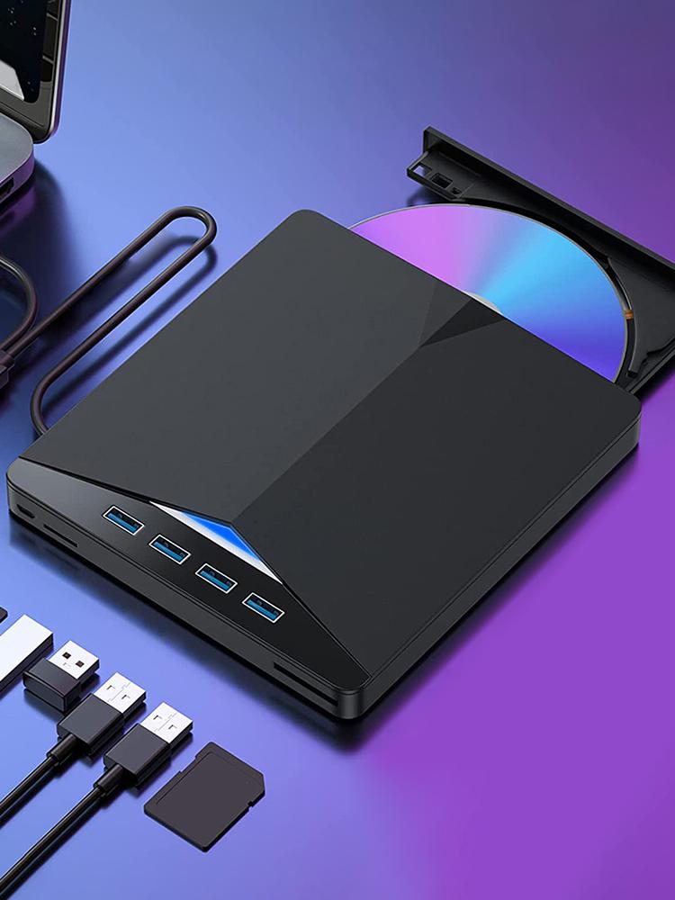 7 In 1 USB3.0 Type-C CD ROM Burner High-Speed CD DVD Burner Reader Player Slim External Mobile Drive CD DVD Burner for Laptop PC