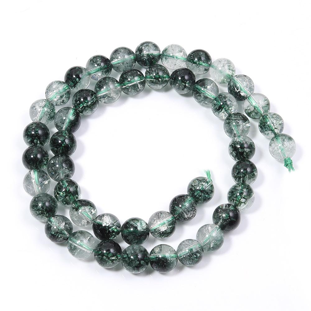 6 8 10 12mm Natural Stone Beads Green Ghost Crystal Round Loose Spacer Beads For Jewelry Making DIY Necklace Bracelets Supplies