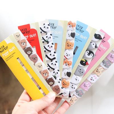 1 pieza de papelería kawaii, marcador de animales de dibujos animados, bloc de notas, marcapáginas, banderas, pestaña de índice, notas adhesivas, etiquetas de papel, pegatinas