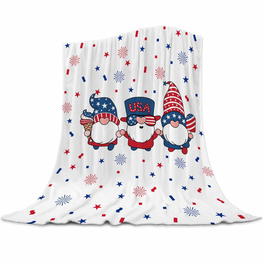 Independence Day design digital-printed polyester Bedroom velvet flannel cover blanket Fleece soft sofa cover blankets for beds