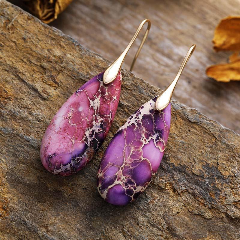 Bohemian Emperor Stone Water Drop Pendant Earrings European and American Popular Ins Jewelry