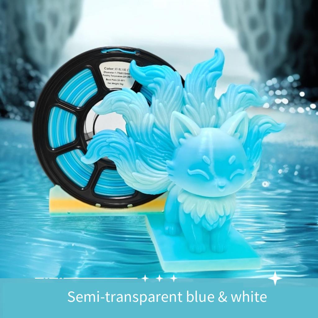 Factory High Quality PLA Filament 1.75mm 1kg Semi Transparent Gradient Rainbow Color 3D Printer Filament Plastic Rods