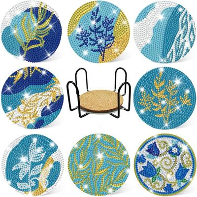 Diamond Art Coaster Kit Beginner Painting DIY Coaster Diamond Beads Pattern Profit.relaxed (Blizzard (8 Pieces))