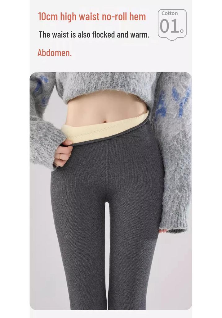 Northeast Women's High-Waisted Lambswool Leggings - Winter Warm, Plus Velvet, Thick, Versatile Cotton Pants