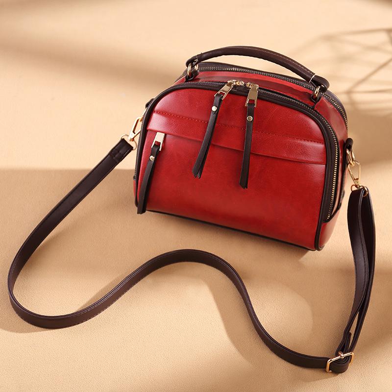 Herbst Damenhandtasche kleine Tasche neuer Trend vielseitig retro große Kapazität Ölwachsleder tragbar Schulter Umhängetasche