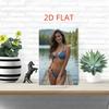 Fashion Lake Bridge Metal Wall Art with Blue Polka Dot Bikini Figure, 12x18 Inch Home Bedroom Decor