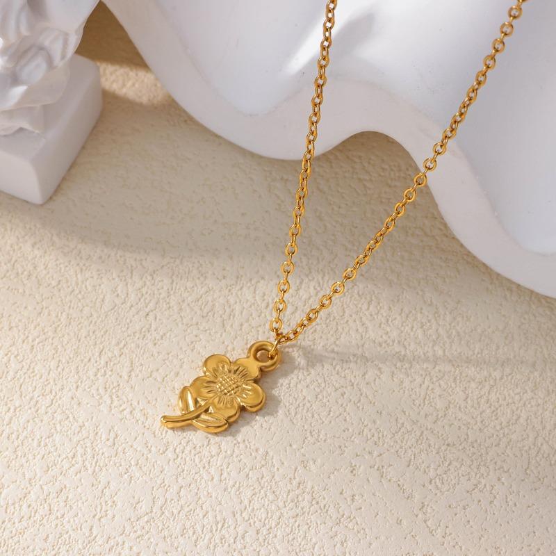 Neue exquisite Blume Titanstahl Halskette Damen nicht verblassende Vakuumbeschichtung k Edelstahl Schlüsselbeinkette