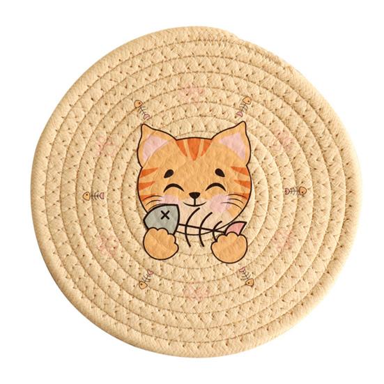 Милая скатерть с принтом кошек для обеденного стола, термостойкая, нескользящая, теплоизоляционная 12cm