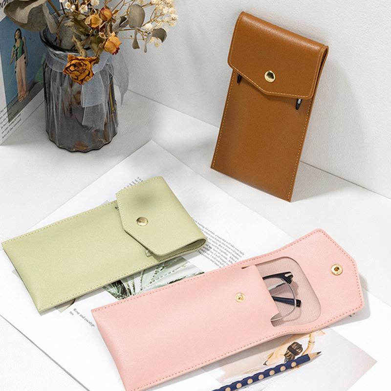 Pencilcase Faux Leather Large Capacity Multi-Slot Pouch - Pure Color Stationery Organizer / Pen Protective Case