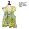 Spring Summer Pet Dress Ruffle Flying Sleeves Tulle Bow Floral Print Small