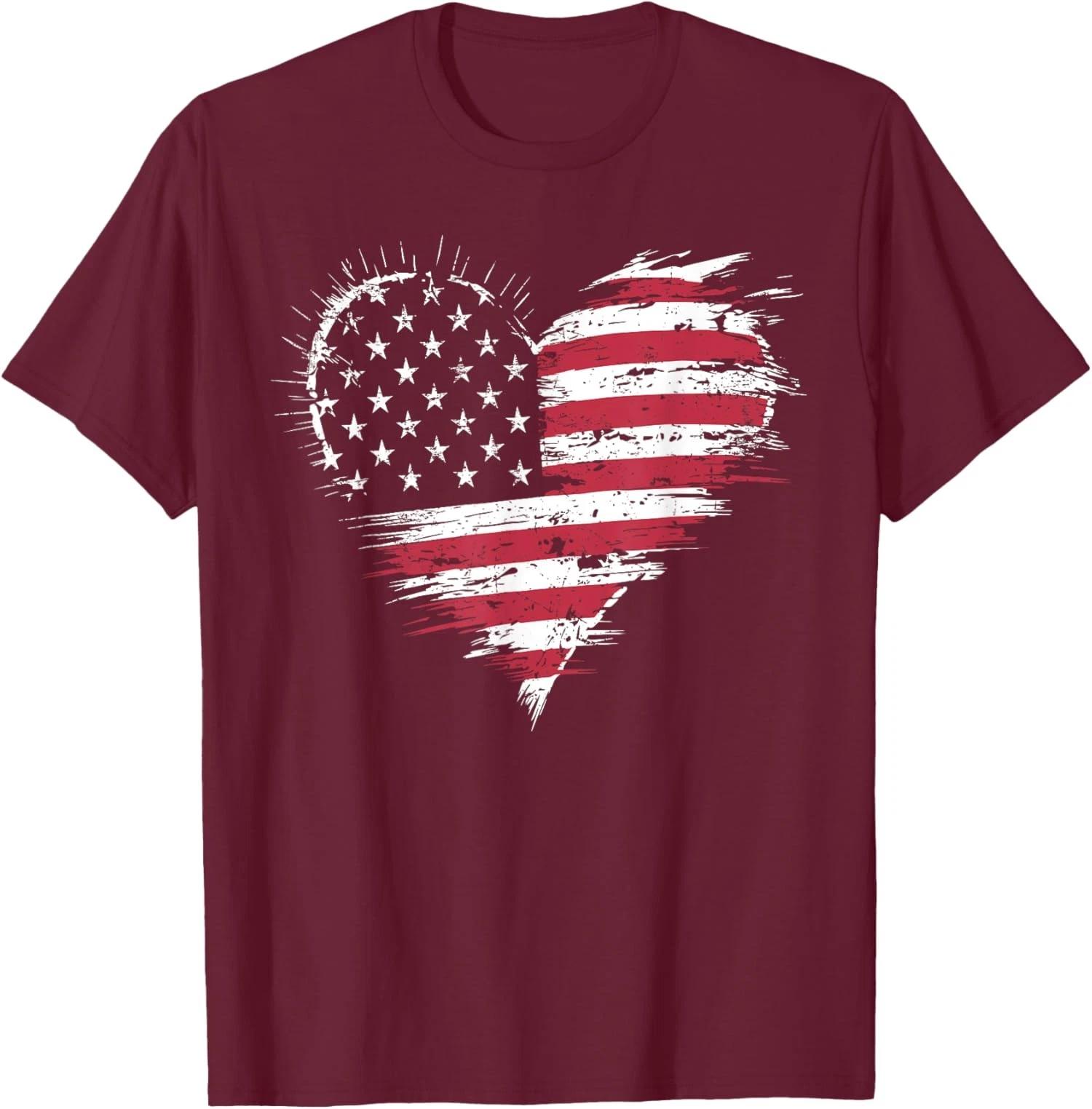 Cute American Flag Heart 4th of July Patriotic USA T shirt L