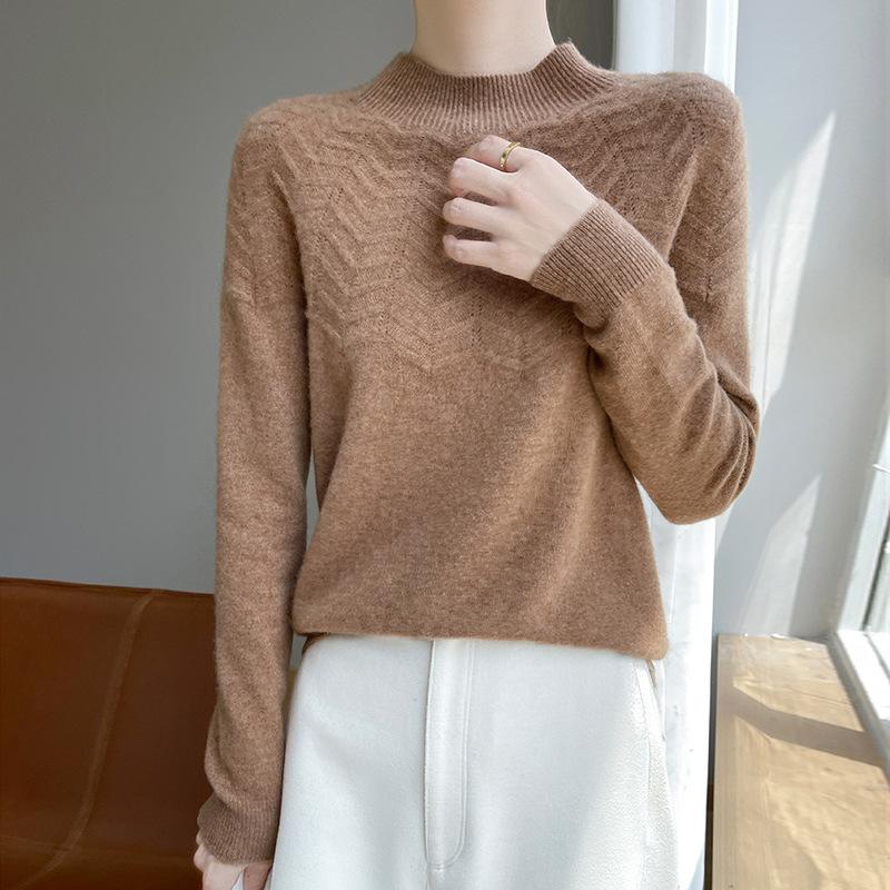 Jesień/Zima Nowy Styl Sweter Pulower z Półgolfem Długim Rękawem Dzianinowy Damski Top