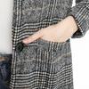 Autumn Korean Style Fashion Women's Plaid Woolen Jacket Slim Thin Long Thick Coat