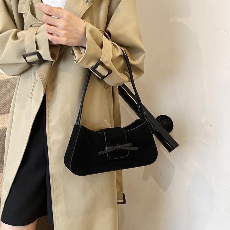 Niche Design Bow Handbag Women's New Shoulder Bag Autumn and Winter Retro High-end Underarm Bag