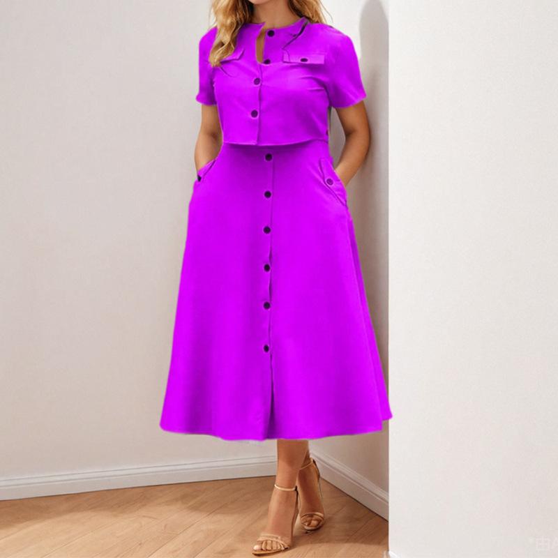 Spring Women's Clothing Elegant Solid Color Casual Short Top Single-breasted Skirt Fashion Suit