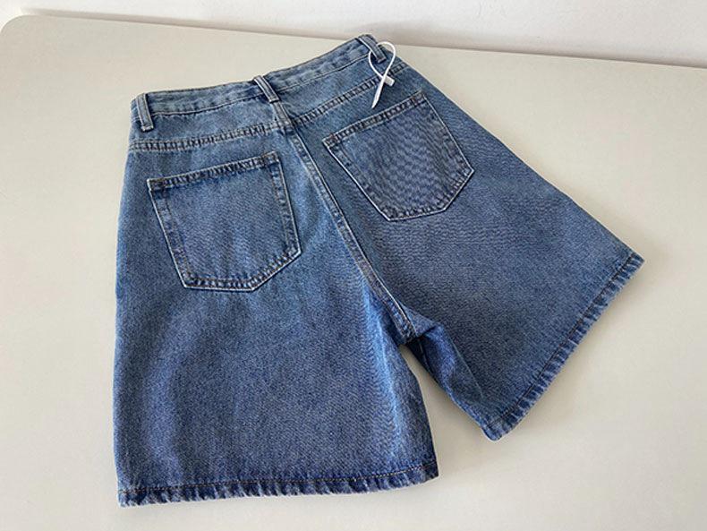 High-Waisted Korean-Style Women's Denim Shorts - Loose, Slimming, Mid-Length Wide-Leg Design for Summer