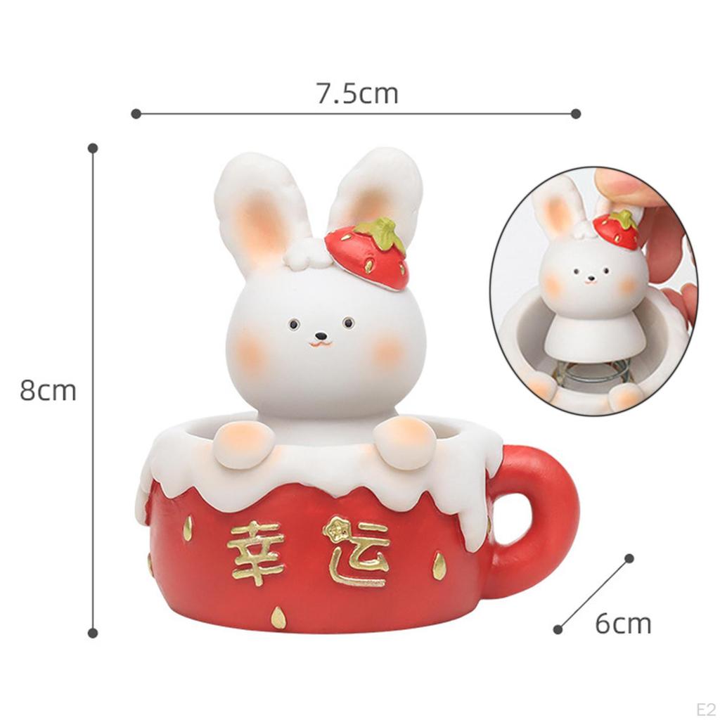 Chinese Statue Figurines Home Decoration Table Centerpieces Shaking Bunny Sculpture for Desktop,