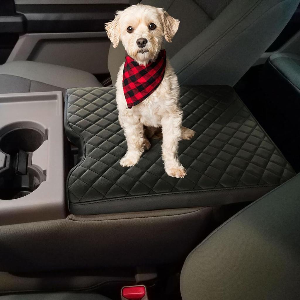 Center Console Cover For Ford F150 2015-2025/F250 F350 F450 2017-2025 Leather Arm Rest Box Lid Middle Console Cover Armrest Box Protective Cover
