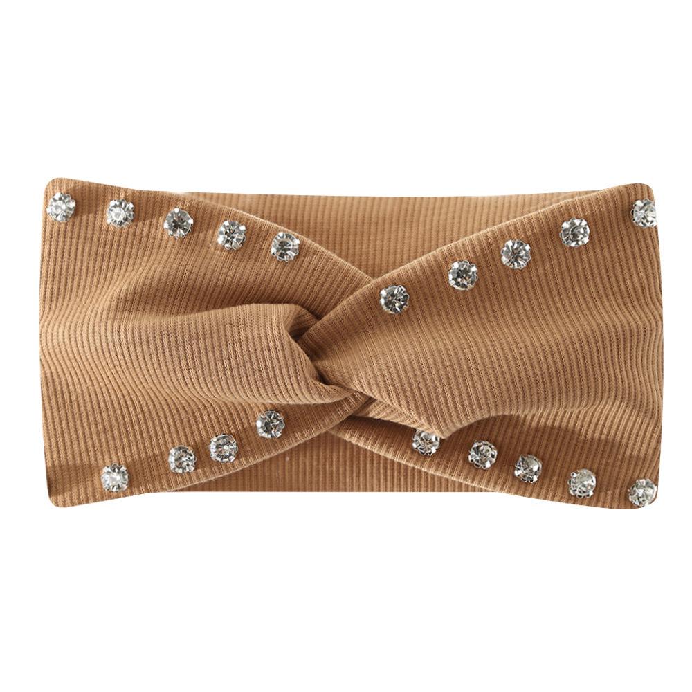 Versatile Rhinestone Elastic Headband for Face Washing & Sports - Simple, Solid Color, Sweat-Absorbing Fabric