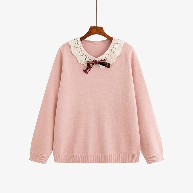 Plus Size Women's Winter Doll Collar Sweater - Age-Reducing Casual Knitwear, 2025