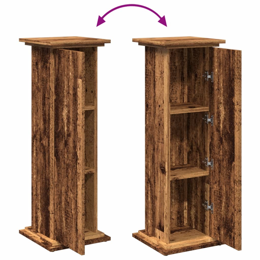 Pedestal with Storage Space Rustic Wood Look 31 x 30 x 90 cm Engineered Wood